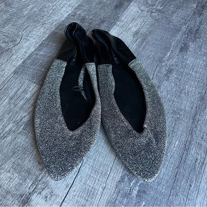 Zara Flats Pointy Toe Silver Black Size 41